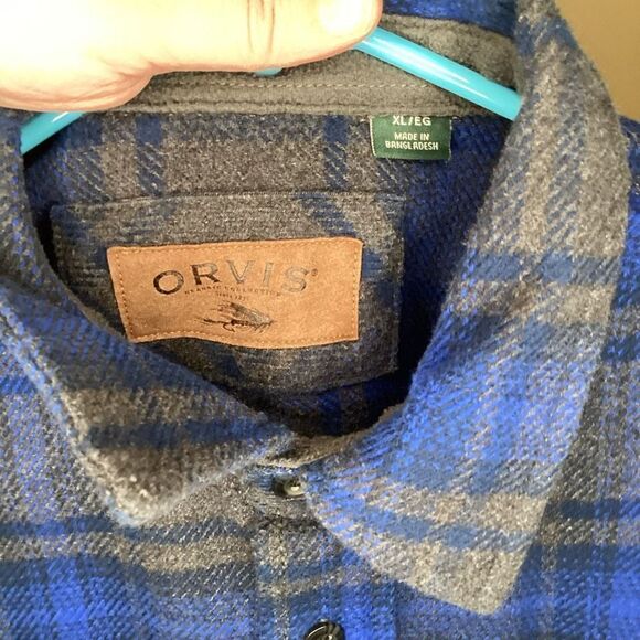 Mens Orvis Heavyweight Flannel‎ Gray & Blue XL - Picture 3 of 3